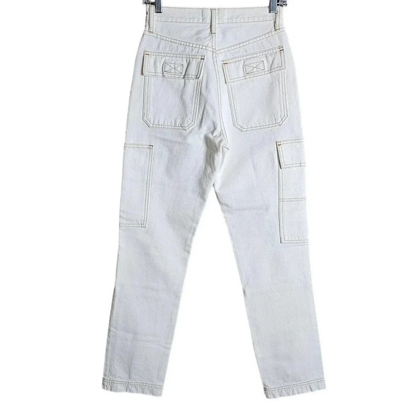 SLVRLAKE Savior High-Rise Cargo Jeans Natural White Size 26 - Picture 7 of 10